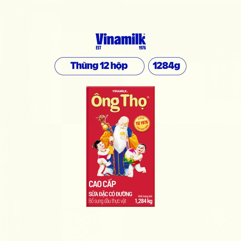 Thùng 12 hộp Sữa đặc có đường Ông Thọ đỏ - Hộp giấy 1284g