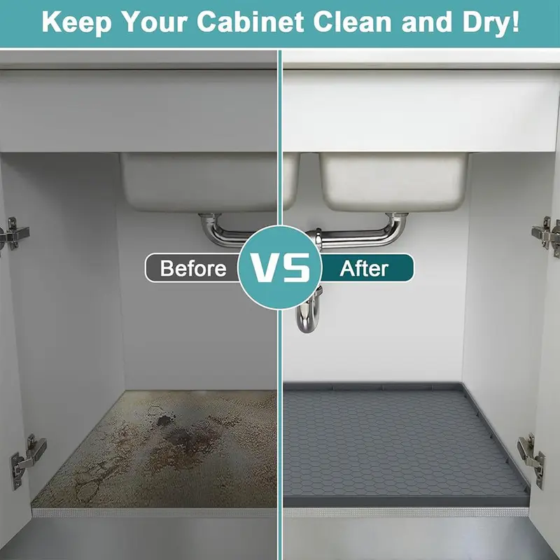 Silicone Sink Bottom Mat, 1 Count Kitchen Sink Waterproof Sink Mat, Cabinet Sink Protector for Home Kitchen Dining Room Bathroom 5