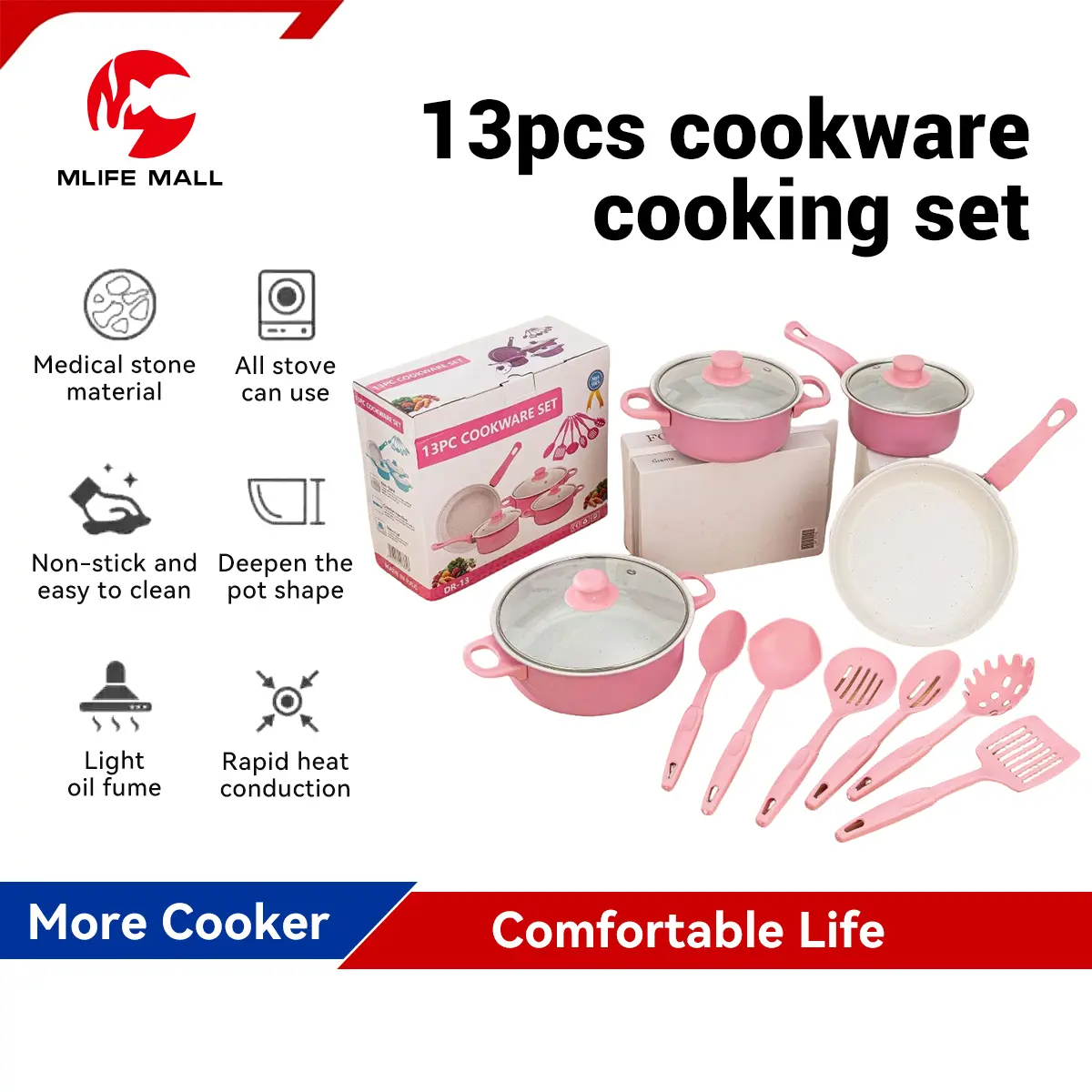 Bộ Dụng Cụ Nấu Ăn Chống Dính 13 Cái Bộ Nấu Ăn Chảo Rán Nồi Bằng Thép Không Gỉ Bộ chảo Kawali Cảm Ứng Cookin