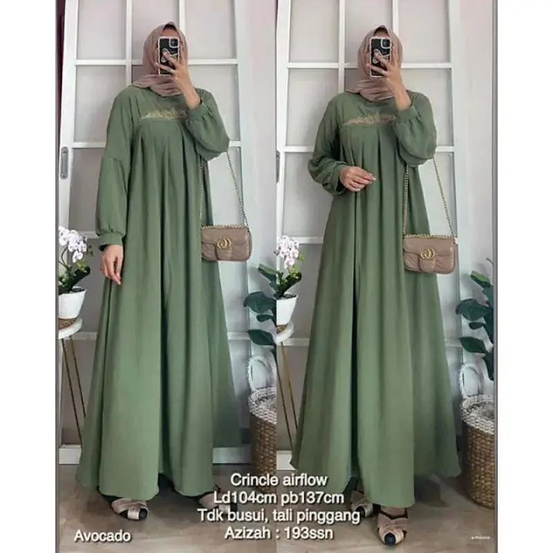 Gamis AZKIYA MAXY DRESS BORDIR crinkle airflow premium 2