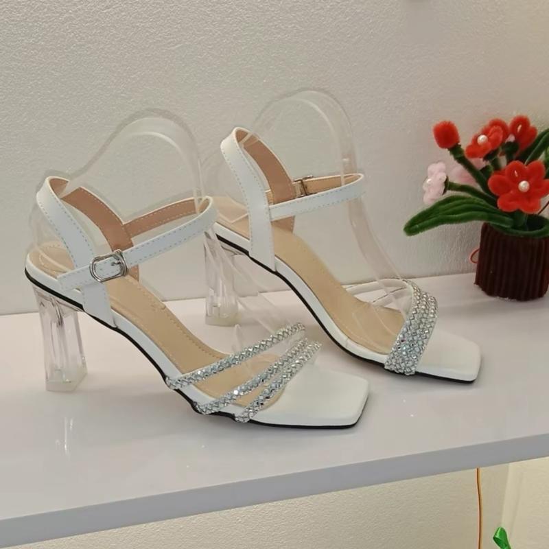  Size 35-45 Giày Cao Gót Nữ 7 Phân Đ2T ms45 Sandanl 3 Dây Đá Sáng Có Quai Hậu Ôm Chân Sandal 