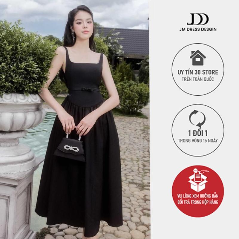 Đầm 2 dây cổ U chân nhún 1P06.2506K, Váy xinh dự tiệc nhẹ nhàng, tôn dáng JM Dress Design
