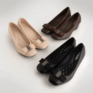Rowey Sepatu Wedges Wanita Korea Mewah Elegant Sellin Karet Shoes Heels