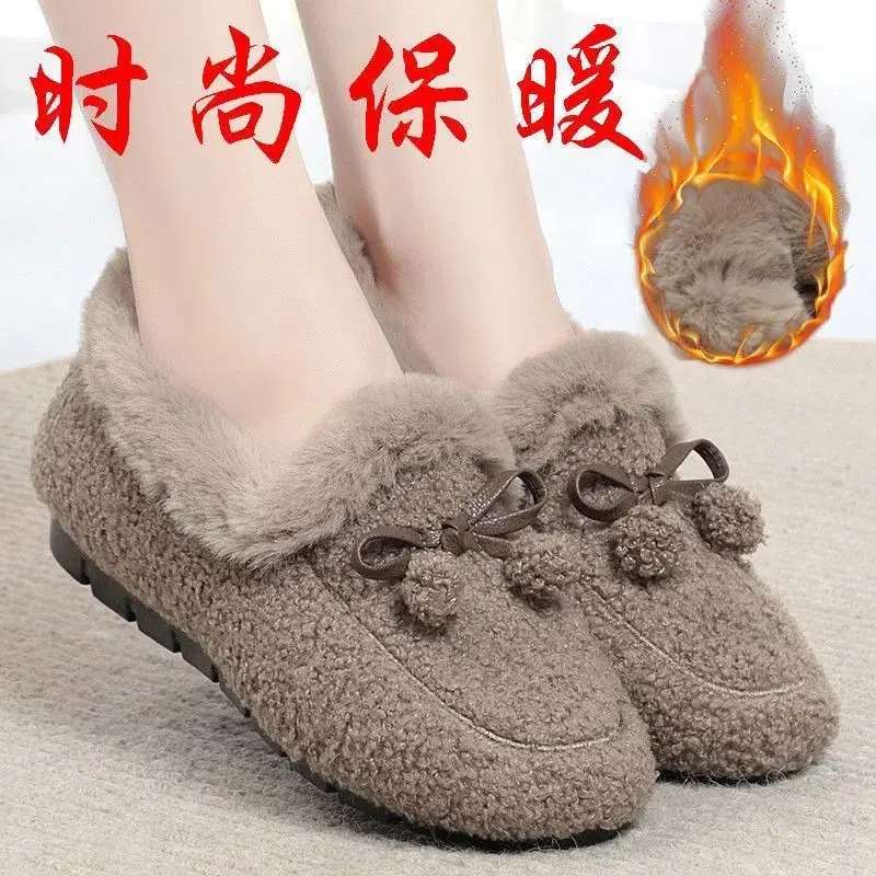Giày Bệt Lông Mịn Gommino, Dành Cho Nữ, Mùa Thu Và Mùa Đông, Phong Cách Hàn Quốc, Đế Dày, Đế Bằng, Dễ Phối Đồ, Làm Bằng Bông, Lót Lông Cừu, Thích Hợp Cho Các Bà Mẹ Có Thể Mặc Ngoài Trời, Hàng Mới Về Năm 2024, Ấm Áp 6