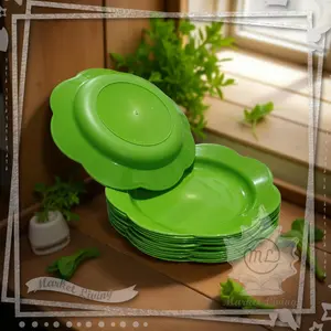 Piring Bunga Plastik 6pcs Motif Bunga Polos 22cm Foodgrade Alis Melamin Anyaman | ML