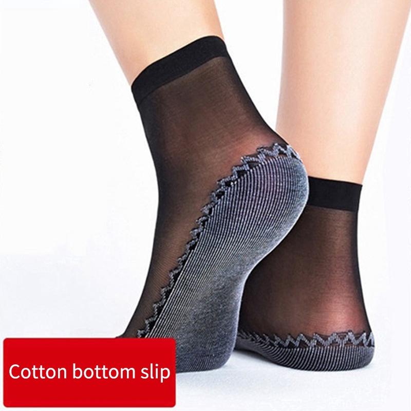 Product Introduction of Thin Cotton Bottom Non-slip Stockings for Women Anti-snagging Durable Summer Transparent Crystal Short Socks 9