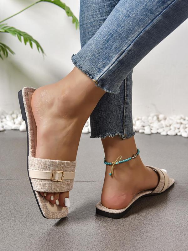 Women's Fashionable Plain Color Slides, Casual Comfortable Flat Sandals for Beach, All-match Commuter Shoes for Work & Daily Wear, Summer 3