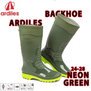 Sepatu Boot Tinggi ARDILES BACKHOE Hijau Neon AR Boots Karet Lokal Anti Air & Slip Proyek Perkebunan Shoes