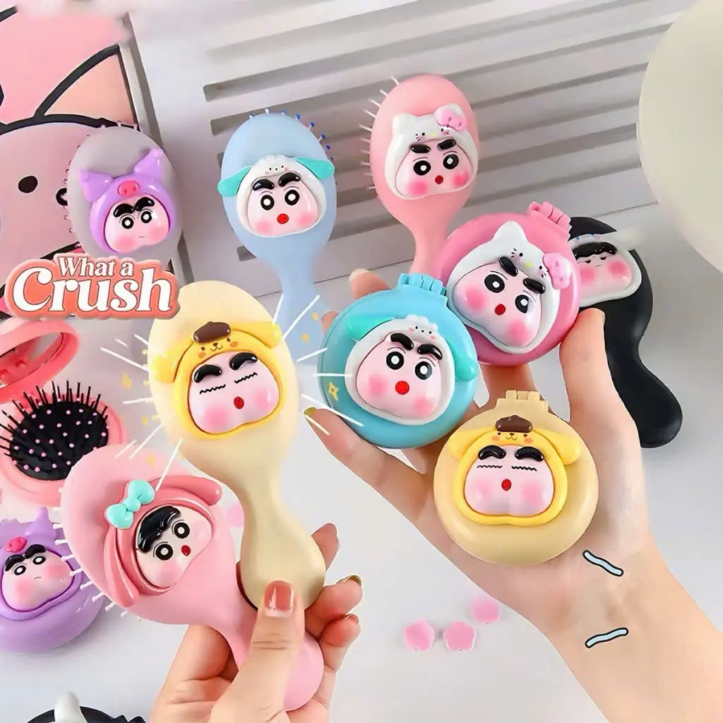 [Chiectiemxinhh] Lược Gỡ Rối, Gương Lược Cầm Tay Hoạt Hình Shin Đáng Yêu Nhỏ Gọn
