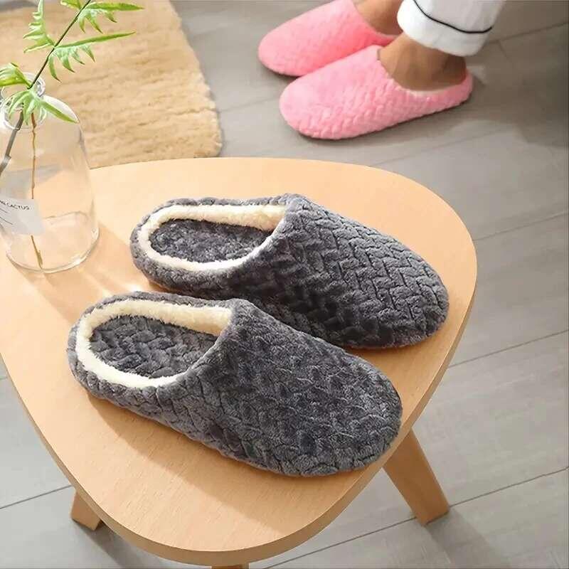 Unisex Fluffy Home Slippers Soft Lightweight Anti Slip Comfortable Indoor Slides for Autumn Winter 1