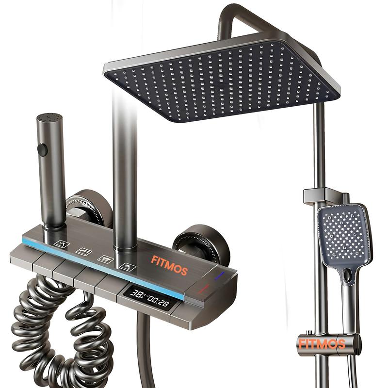 FITMOS Sen cây tắm Đứng chất liệu bằng nhôm mạ nano có hiển thị nhiệt Độ nước và thời gian tắm mã SC56 dùng trong phòng tắm có chức năng tắm, rửa và gội đầu hệ thống vòi sen vòi sen mưa sen cay Vietnam Bảo hành của nhà cung cấp voinuoc  xoay720