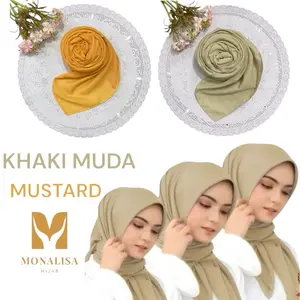Voal Premium Khaki Muda Dan Mustard ASN | Segiempat Voal Tidak Licin Warna Khaki Muda Dan Mustard