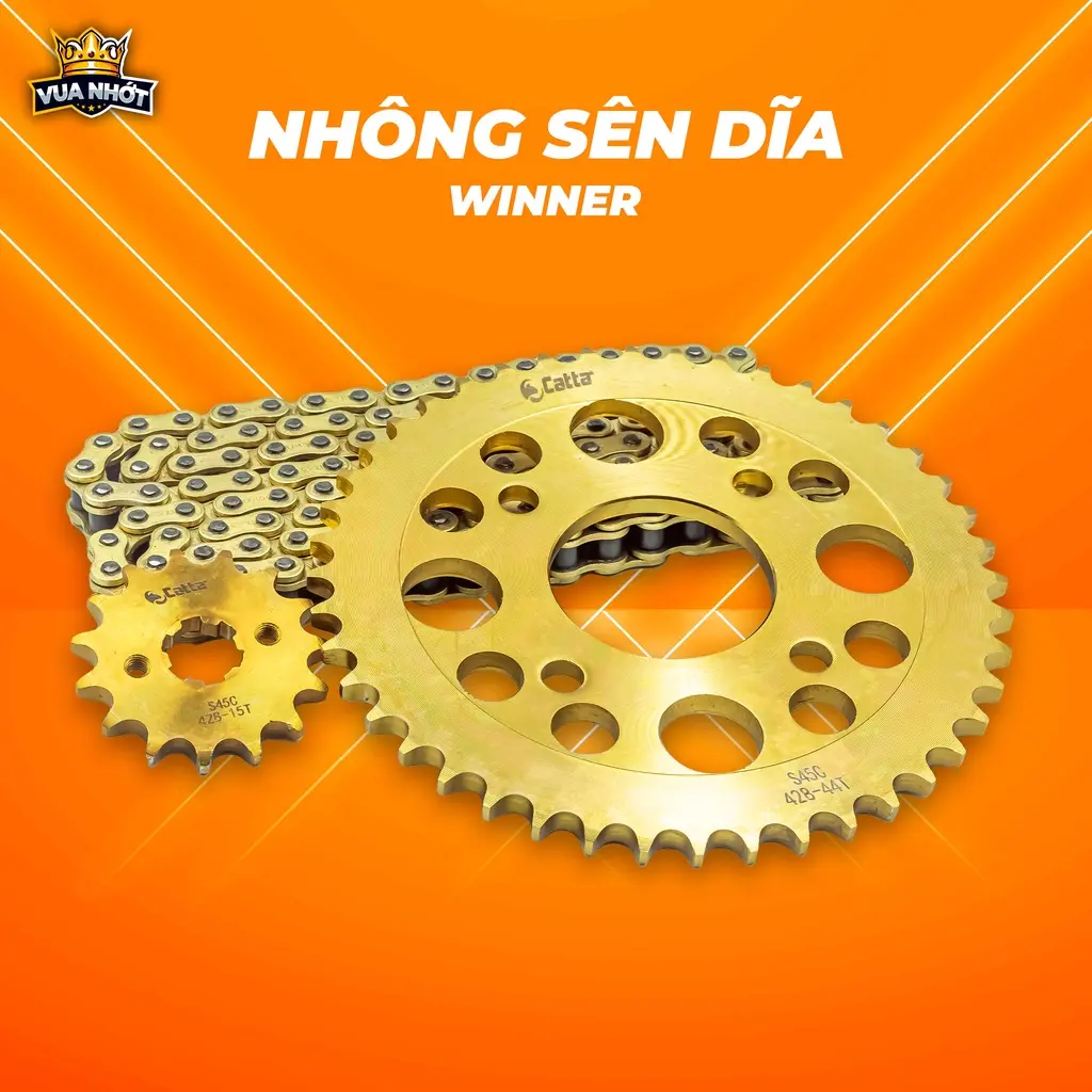 Phụ Tùng Nhông Sên Dĩa Catta Cho Xe WINNER Sên Vàng 10 Li 428H Thép Carbon Gia Nhiệt Nhiều Tầng