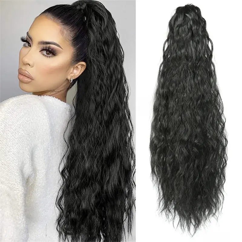 Tóc Nối Đuôi Ngựa Xoăn, Dài 22 Inch, Dành Cho Nữ, Tóc Tổng Hợp, Kiểu Kẹp Tóc Nối 1