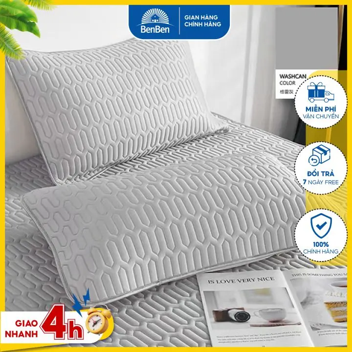 Vỏ gối điều hòa cao su non tencel size 50x70cm, chất liệu mịn mát, giúp bạn có giấc ngủ ngon, áo gối cao su benben 2
