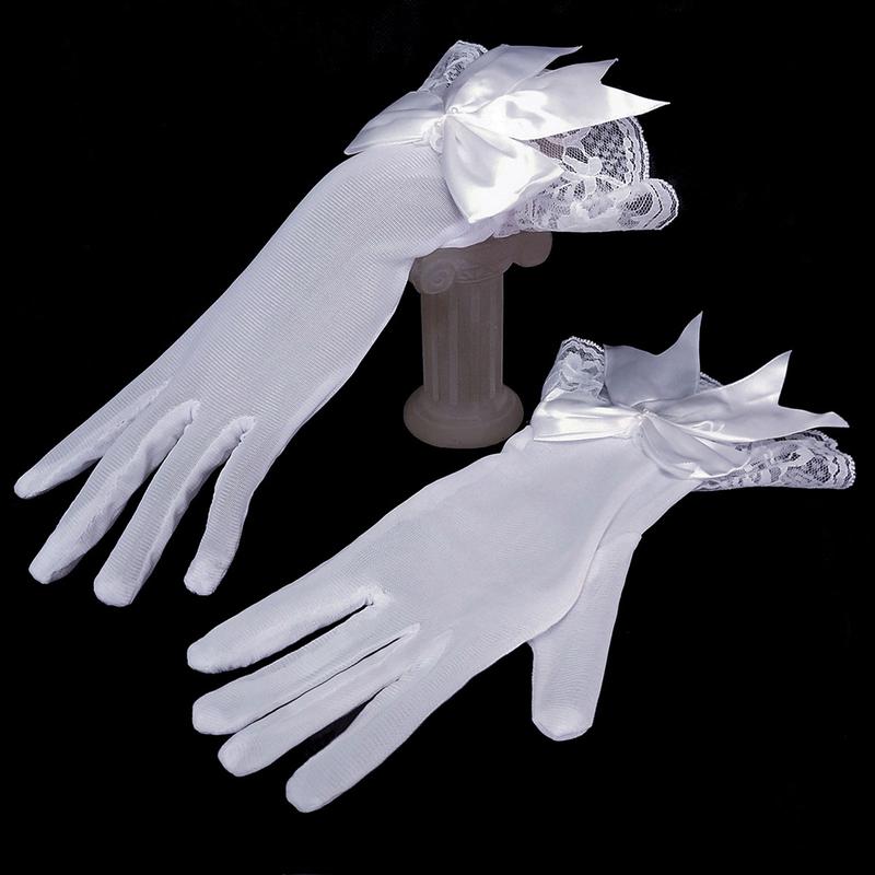 Women Bowknot Decor Fishnet Short Gloves Lace Gloves Goth Cosplay Accessory 6