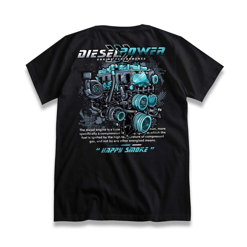 ARTAKAOS- Kaos Diesel Power Engine Turbo Machine Happy Smoke Baju Distro Mobil Racing Disel Gank Cumi Darat Tshirt Otomotif GBA3825 1