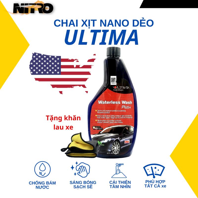 Chai xịt phủ nano dẻo ULTIMA Vệ sinh kính, Phủ bóng kính ô tô, Chống bám nước kính, chống đọng nước cho ôtô