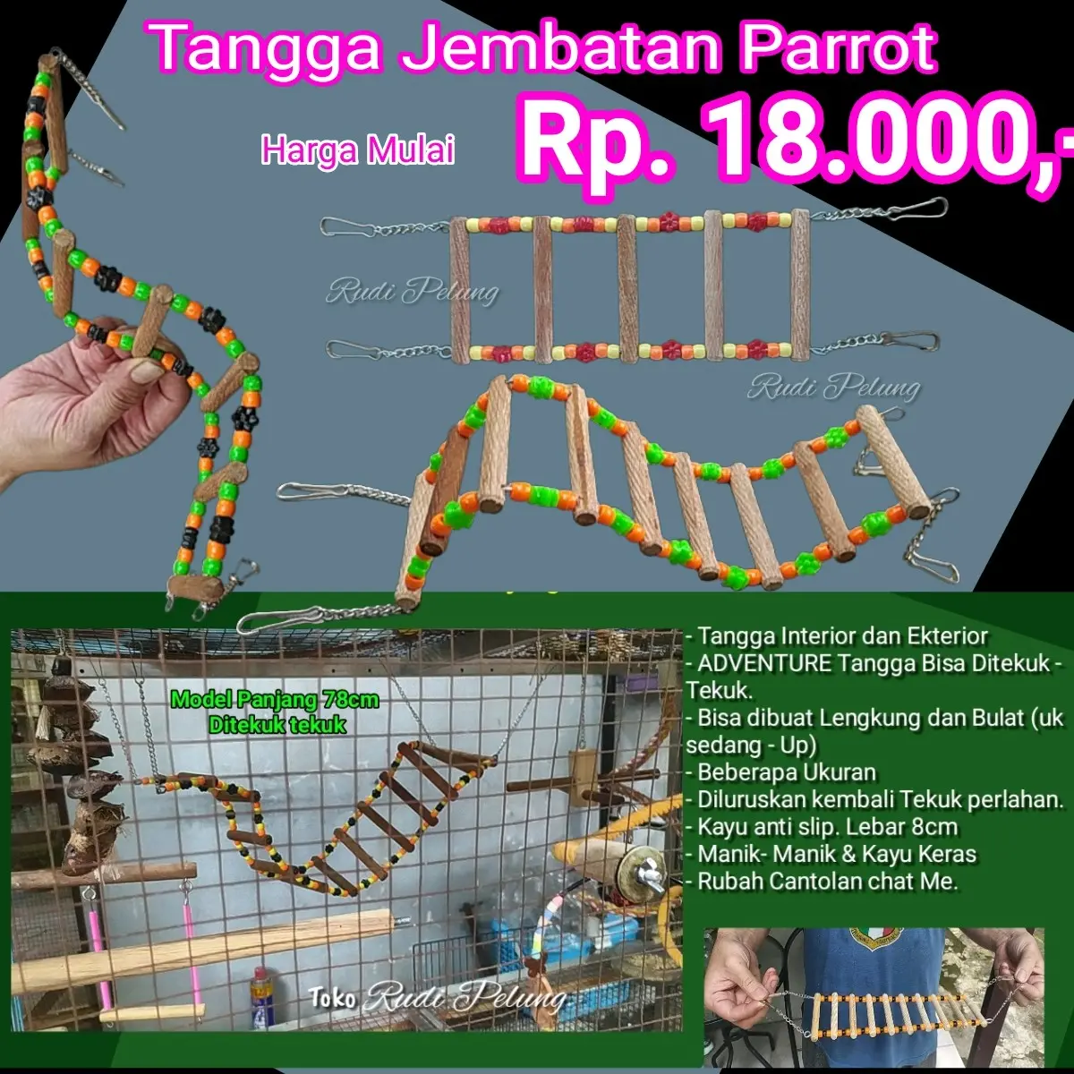 Tangga Jembatan Ayunan Parrot Adventure Falk cockatiel Lovebird