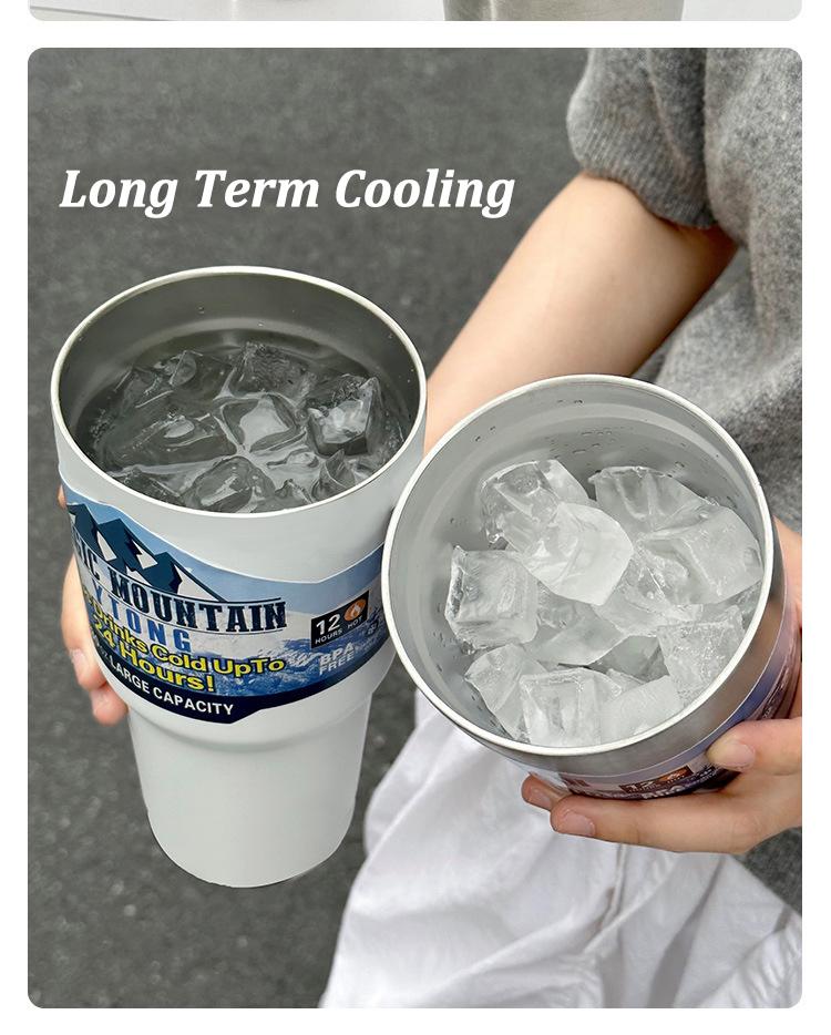 Product Introduction of Stainless Steel Freeze Thermos Cup with Straw Ice Coffee Drink Vacuum Insulated Bottle Car Travel Outdoor Mountain Cup 18