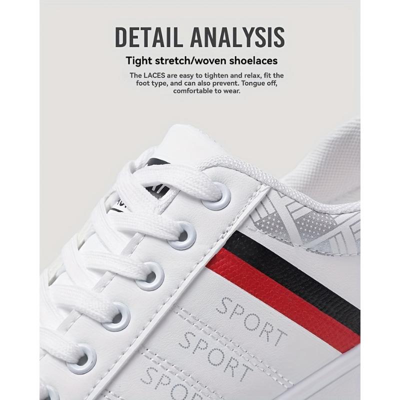 Product Introduction of Comfortable Breathable Men's Lace-up Sneakers, Striped Design Skateboard Shoes with Good Traction 21