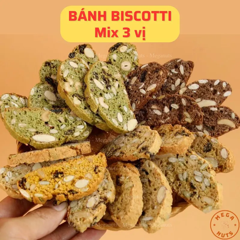Bánh Biscotti ăn kiêng Mix 3 vị by Meganuty - Bánh Biscotti Nguyên Cám