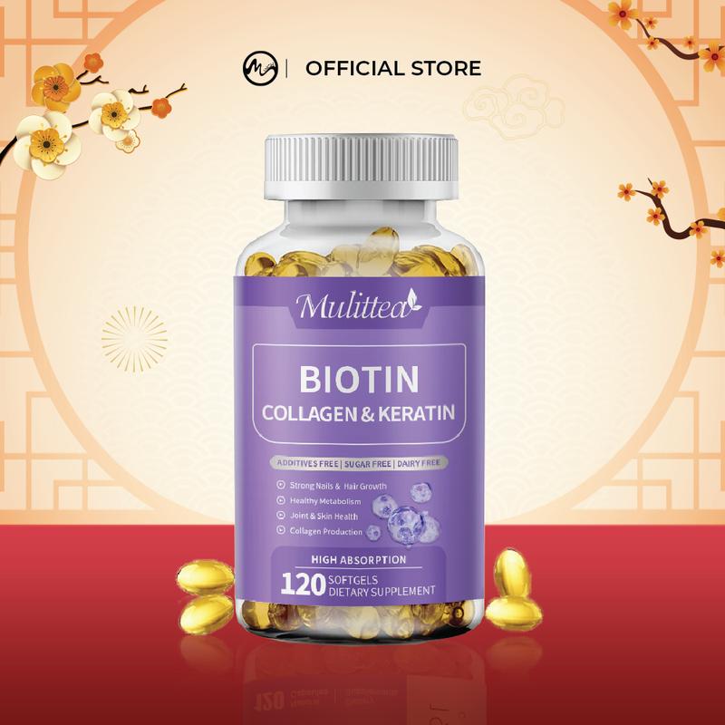 Viên uống Mulittea Biotin với Collagen & Keratin cho làn da tươi trẻ, rạng rỡ, hỗ trợ tóc mọc nhanh và móng chắc khỏe.