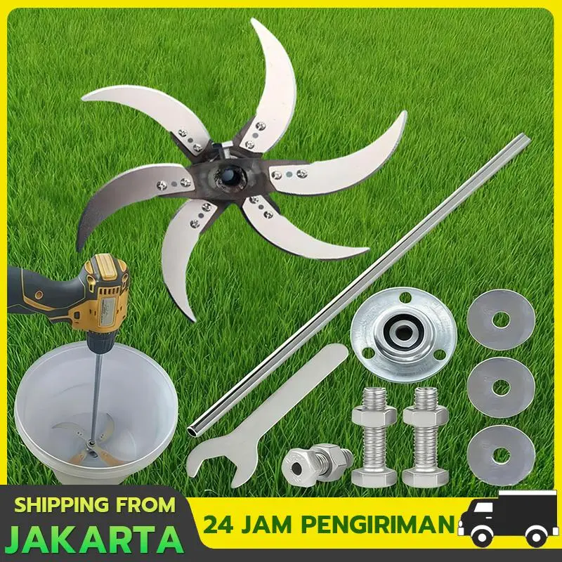 Pisau Cacah Sayur Modifikasi Bor Listrik Bahan Stainless Steel 6 Mata Pisau 50cm Poros Kuat Untuk Pakan Ayam Bebek Ternak Poros Diameter 10mm Biaya Rendah Cepat Efisien