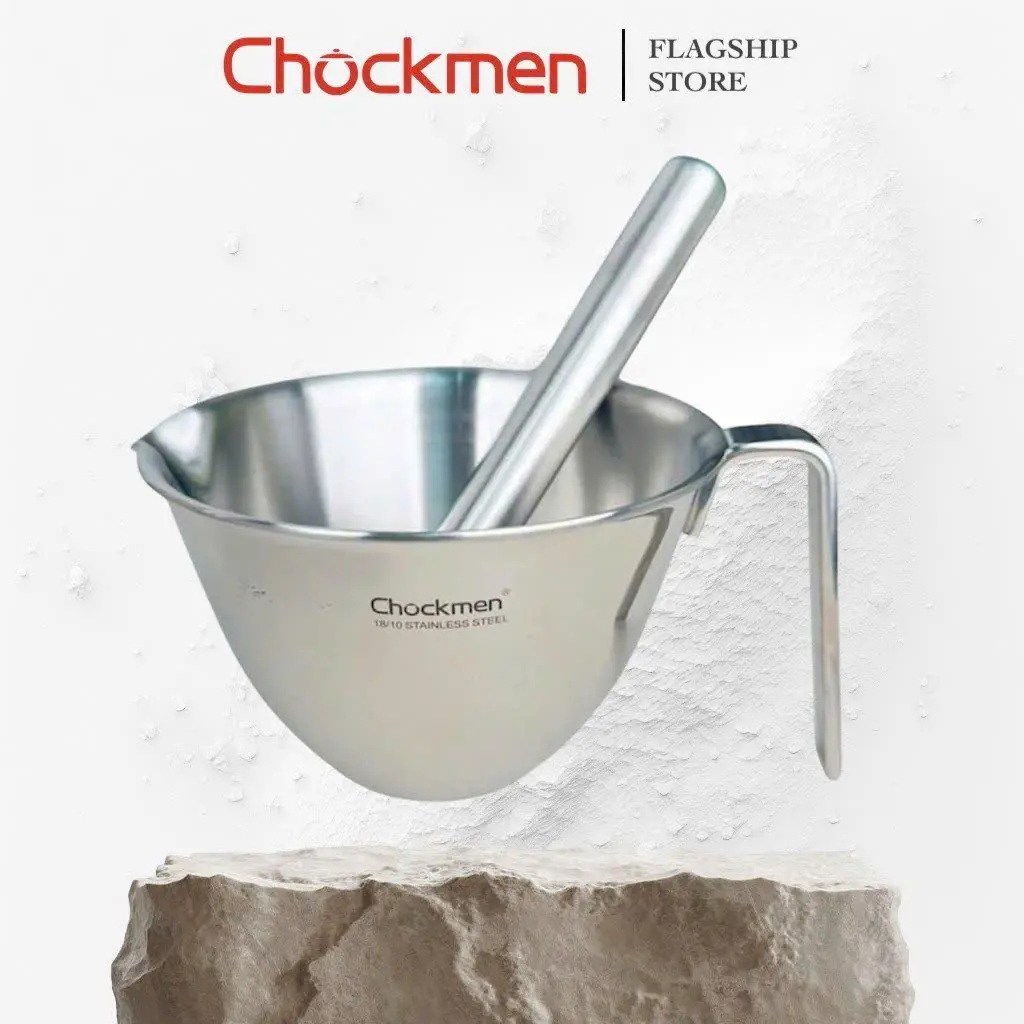 Chày Cối Chockmen 18/10 Dụng Cụ Giã Hành Tỏi Gia Vị Cối Có Tay Cầm Ca Đong Inox Dụng Cụ Nhà Bếp