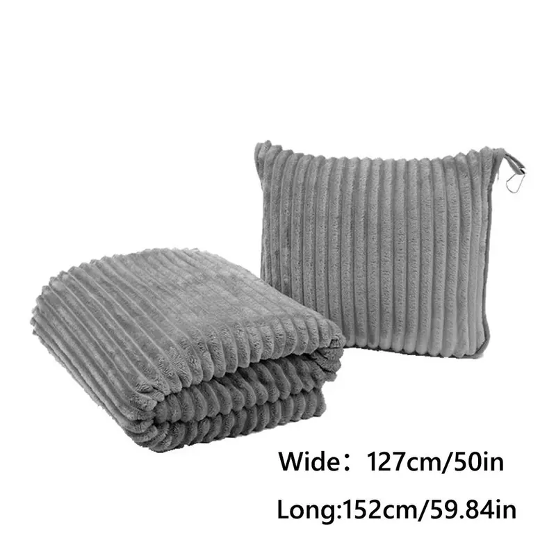 Chăn Ấm Hai Mặt, Hàng Mới Về, Thân Thiện Với Làn Da, 2 Trong 1, Chăn Điều Hòa Không Khí, Ấm Áp, Màu Trơn Hoặc Sọc, Chất Liệu Nhồi Bông 2