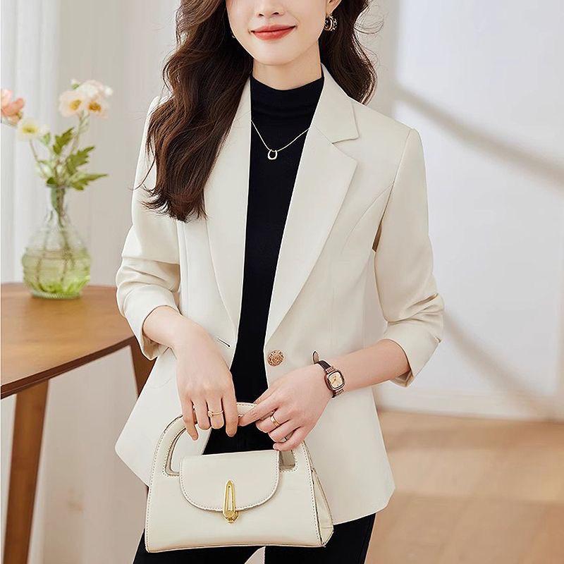 Áo Khoác Vest Trắng, Phong Cách Phương Tây, Dành Cho Nữ, Hàng Mới Về Mùa Xuân Và Mùa Thu 2024, Cao Cấp, Thường Ngày, Ngắn Và Thanh Lịch, Cỡ Nhỏ Thích Hợp Cho Bộ Đồ Nhỏ Top Jacket Women 3