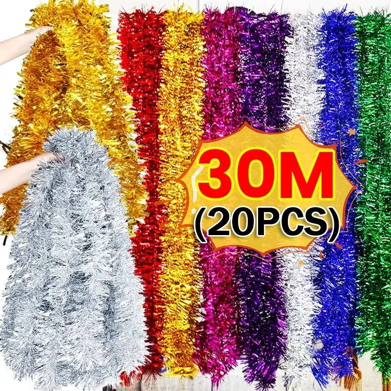 Christmas Ribbon Garland Cane Foil Tinsel Glitter Metallic Xmas Tree ...