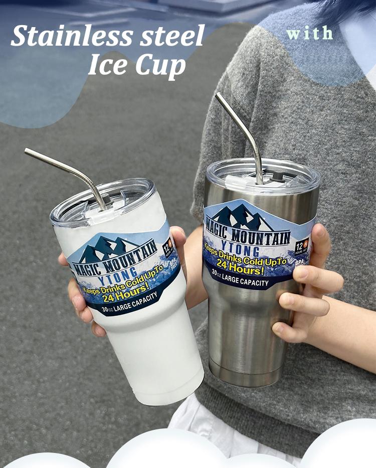 Product Introduction of Stainless Steel Freeze Thermos Cup with Straw Ice Coffee Drink Vacuum Insulated Bottle Car Travel Outdoor Mountain Cup 14