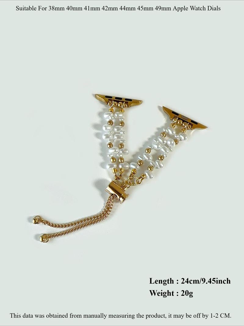 Product Introduction of Elegant Faux Pearl Decorated Watch Band, Fashion Watch Band for Women, Trendy All-match & Exquisite Watch Band for Birthday Gift 1