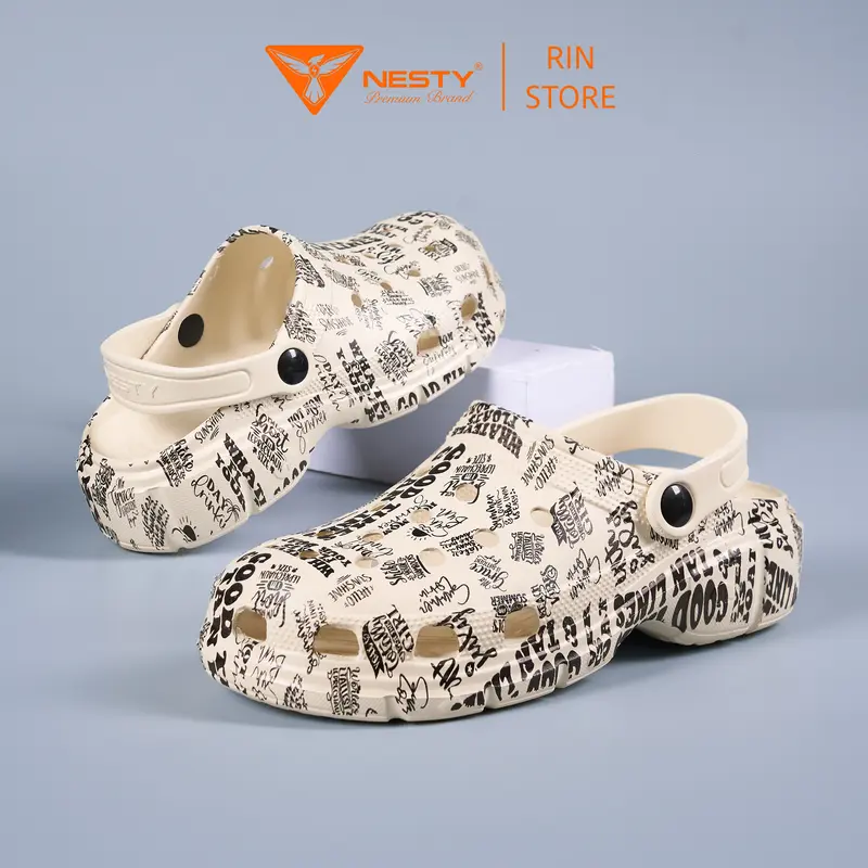 Dép Sục Nesty hot trend cao cấp full size gia đình in hoạ tiết chữ NE01-2 2