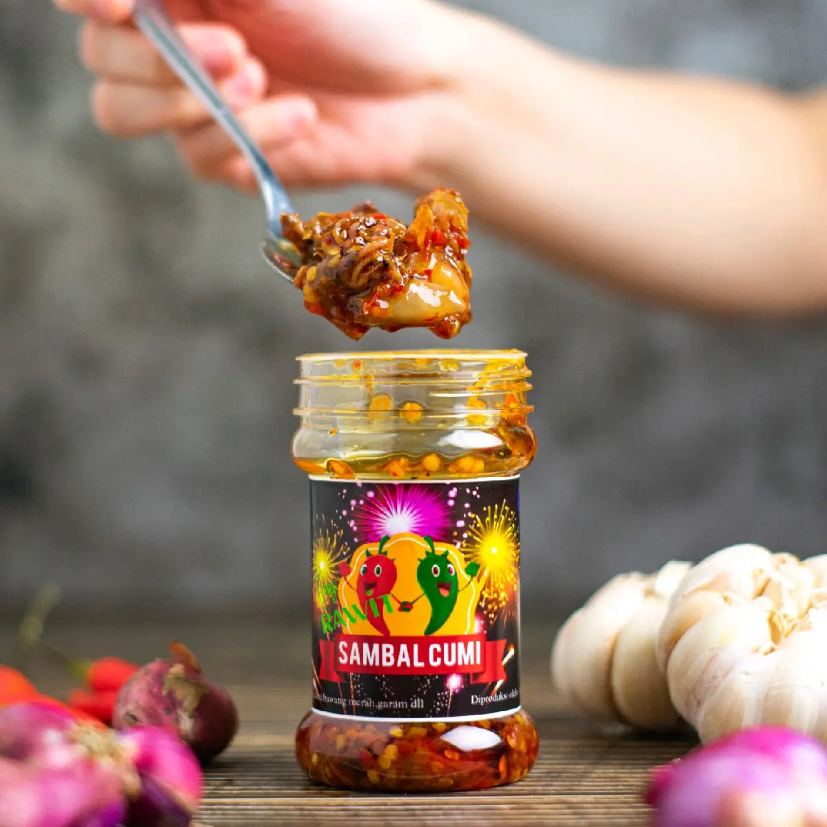 Sambal Cumi Baby Pedas Botol Tjap Rawit 135gram - Makanan Toples s ambel