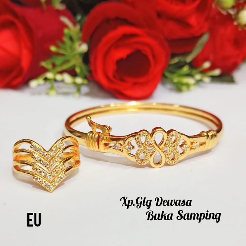 Gelang Wanita TITANIUM Model Bangkok Permata Zircon Free Cincin Anti Karat 2