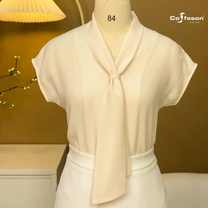 SƠ MI TAY LIỀN CỔ NƠ- 05 Màu Đen/Hồng cam/Hồng dâu đậm/Kem/Trắng-Size S/M/L/XL-Vải voan cát Hàn Quốc-Sơ mi đẹp 1
