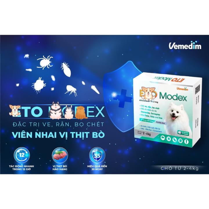 Vemedim ETO Modex - Viên nhai vị thịt bò iệt ve, rận, bọ chét, điều trị viêm da viên  phòng 2