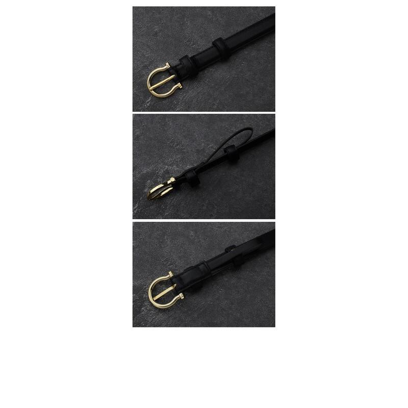 Product Introduction of Basic light mature temperament delicate belt French gold buckle leather niche light luxury belt women's trouser belt 9