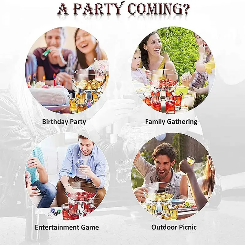 6 Shot Glass Dispenser Holder Party Beverage Drinking Games Bar Cocktail Wine Quick Filling Tool Carrier Caddy Liquor Dispenser 6