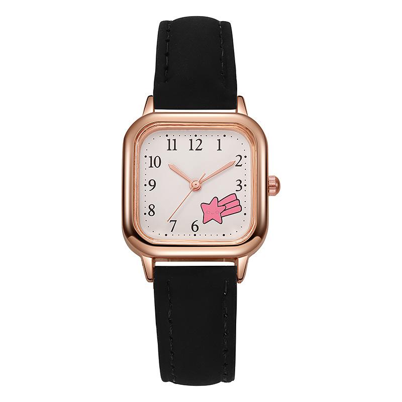 Product Introduction of Ladies' Creative Pink Meteor Pattern Casual Simple Digital Small Square Watch - Belt Small Fresh Watch 7