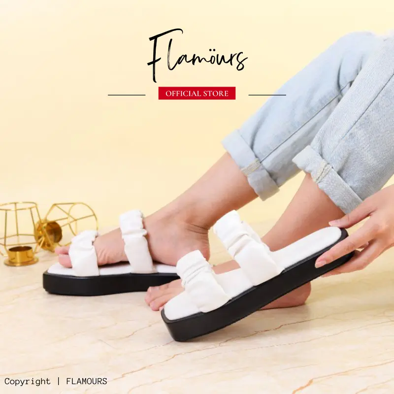 Hot Promo Sale Sandal wanita new model platform puffy slide anti slip busa tebal kintan By Flamours 1