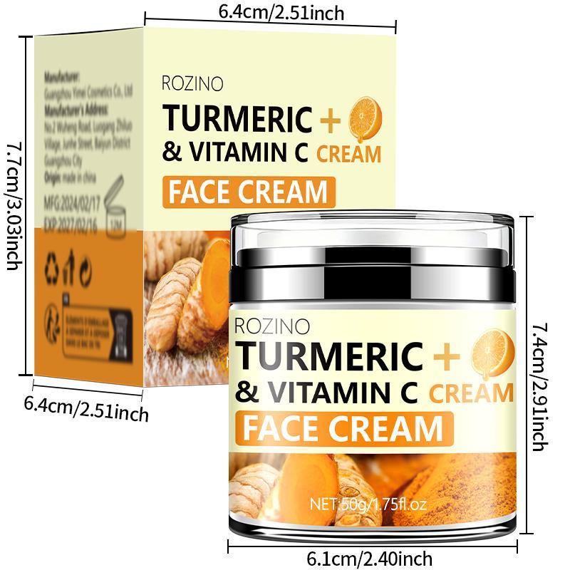 Turmeric + Vitamin C Moisturizing Face Cream, Deeply Moisturize, Tighten, Smooth and Improve Facial Skin, Leaving Skin Firm, Delicate and Elastic, Christmas, Christmas Gift, Face Care Products 2