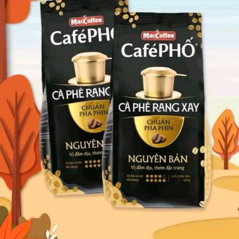 (SALES 20/10) 2 TÚI CÀ PHÊ RANG XAY CHUẨN PHA PHIN - MacCoffee Café PHỐ (TÚI 450g) Cafe