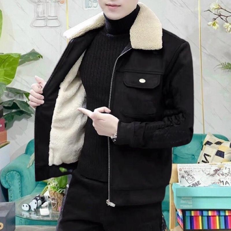  áo khoác cổ lông 2 lớp lót trần bông cao cấp cho nam Women Top Jacket 