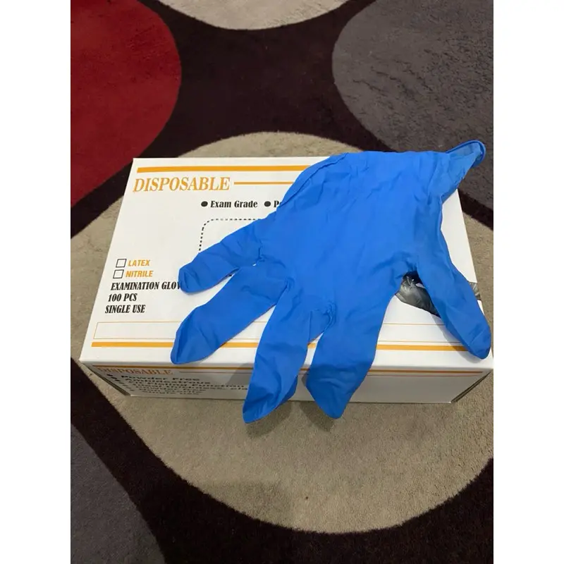 Bisa COD Sarung Tangan Nitrile BLUE/BIRU Tebal Super Kuat untuk medis dan industri 2