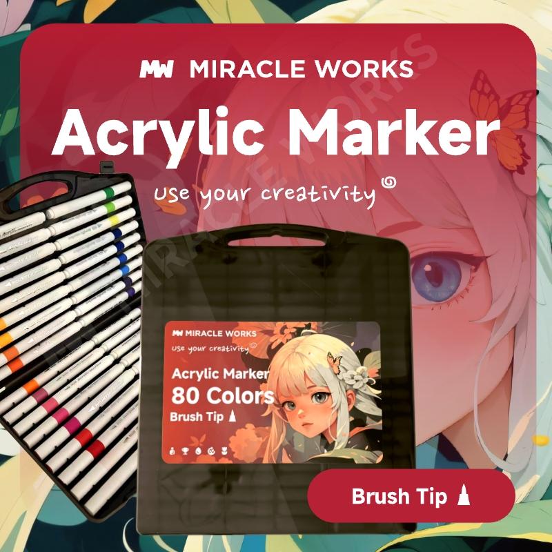 Miracle Works Bút Màu Acrylic Marker Đầu bàn chải 12 24 36 48 60 80 màu Tăng Thêm 90% Mực Màu Tô Trên Mọi Chất
