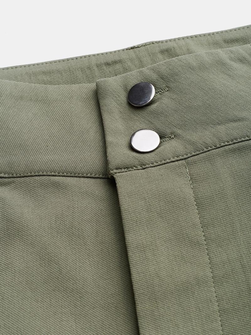 Product Introduction of YOZY Women's Plain Flap Pocket Button Fly Pants, Casual Comfy Trousers for Daily Wear, Ladies Bottoms for All Seasons 6