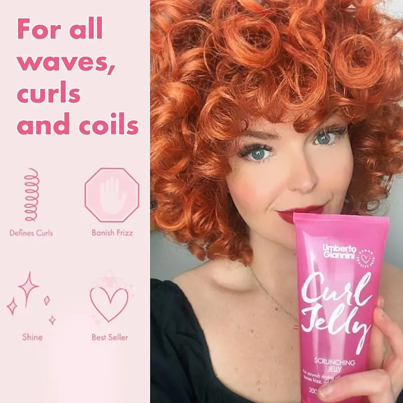 Gel giữ nếp tóc Umberto Giannini Curl Jelly Scrunching Jelly Gel 200 ml, giữ nếp tóc xoăn tự nhiên, tóc hippie của mỹ 7